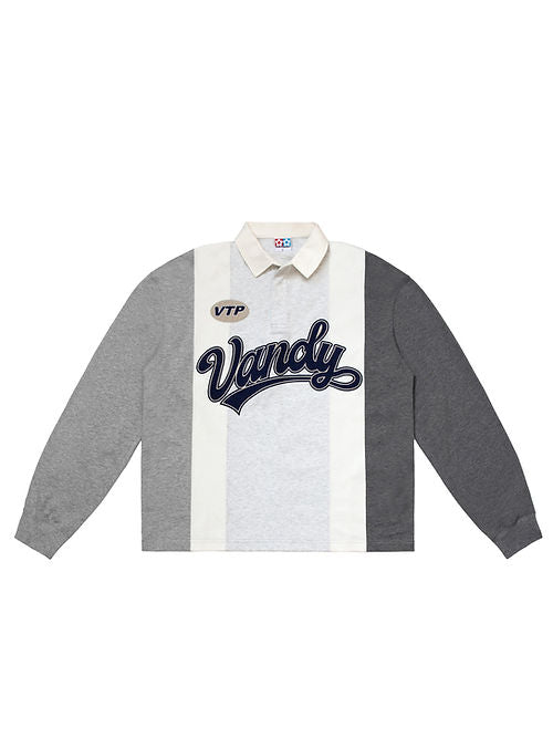 Patchwork Polo L/S - Heather Grey
