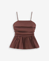 Peplum bustier square-neck top chocolat Valo