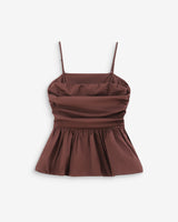 Peplum bustier square-neck top chocolat Valo