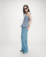 Peplum bustier square-neck top marine Valo