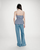 Peplum bustier square-neck top marine Valo