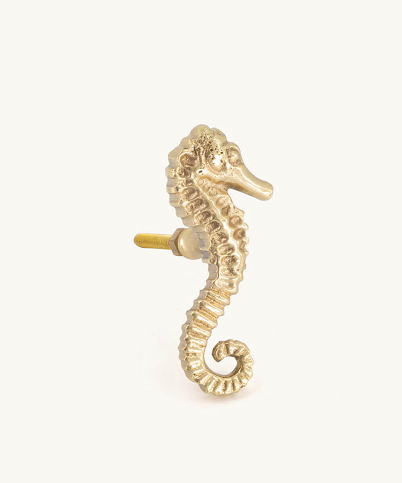 Pippa Seahorse Knob Left Brass