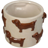 Planter Dachshund Dolomite Brown 13.8x13.8x11cm