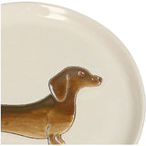 Plate Dachshund Stoneware Brown 13.5x13.5x1.3cm