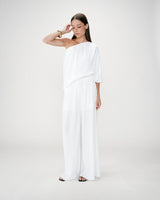 Pleated wide-leg pants with adjustable waist ivoire Wonka