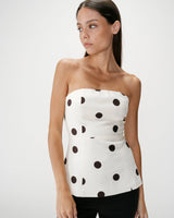 Polka dot peplum bustier ecru Wixie