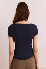 Posie Short Sleeve Top - Navy