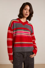 RENE V JUMPER - PINK/RED STRIPE