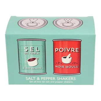 Tin salt and pepper shakers - Sel and poivre