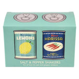 Tin salt and pepper shakers - Lemons and harissa