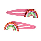 Glitter hair clips (set of 2) - Rainbow