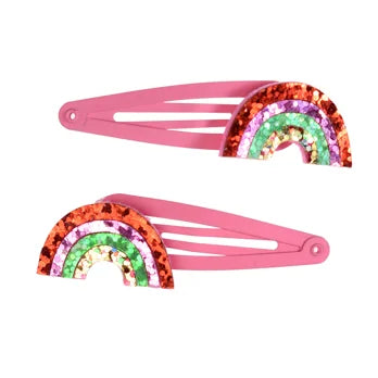 Glitter hair clips (set of 2) - Rainbow