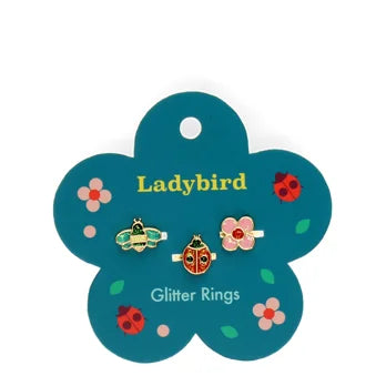Glitter rings (set of 3) - Ladybird