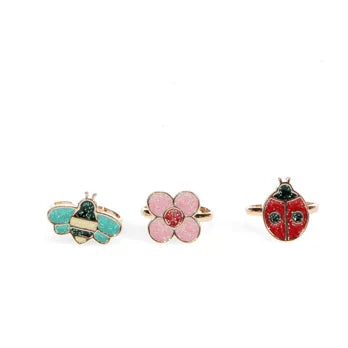 Glitter rings (set of 3) - Ladybird