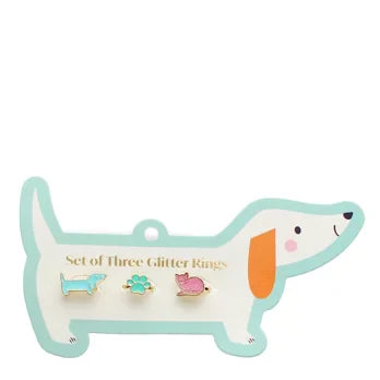 Glitter rings (set of 3) - Dog & cat