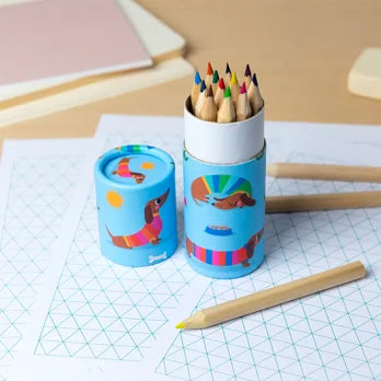 Tube of colouring pencils - Sunny Sausage Dog