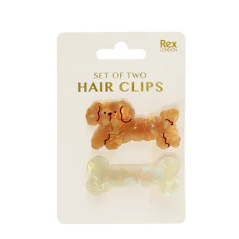 Hair clips (set of 2) - Dog and bone