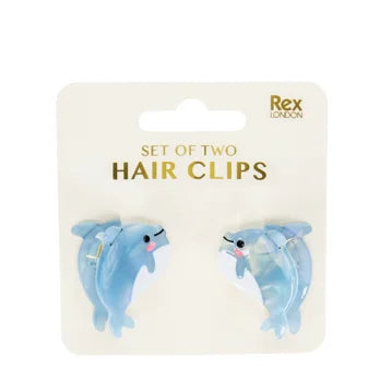 Mini hair claw clips (set of 2) - Dolphins