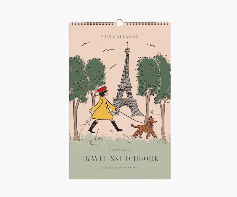 Rifle Paper Co. 2025 Wall Calendar Travel Sketchbook