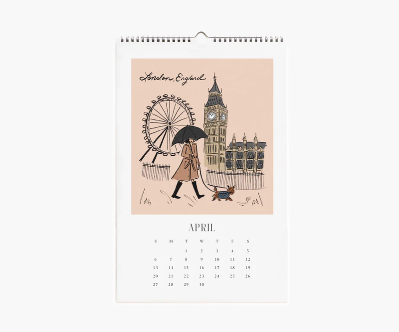 Rifle Paper Co. 2025 Wall Calendar Travel Sketchbook