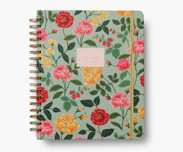 Rifle Paper Co. 2025 Roses 17-Month Academic Hardcover Spiral Planner