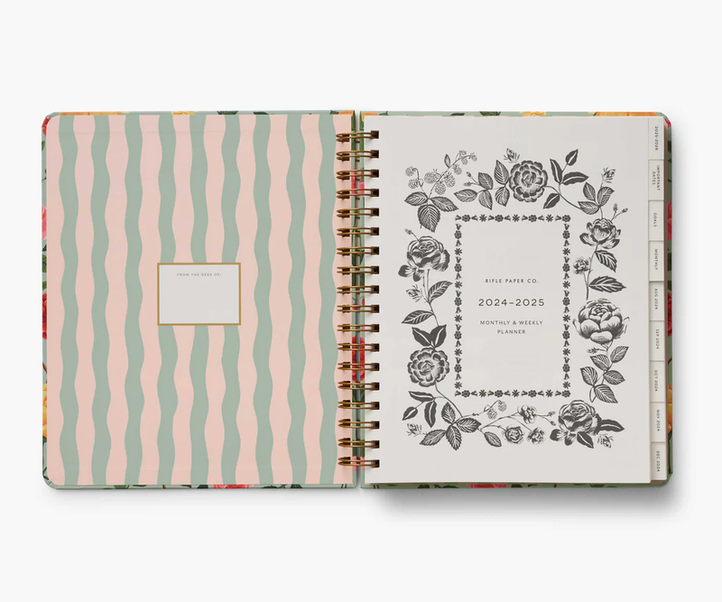 Rifle Paper Co. 2025 Roses 17-Month Academic Hardcover Spiral Planner