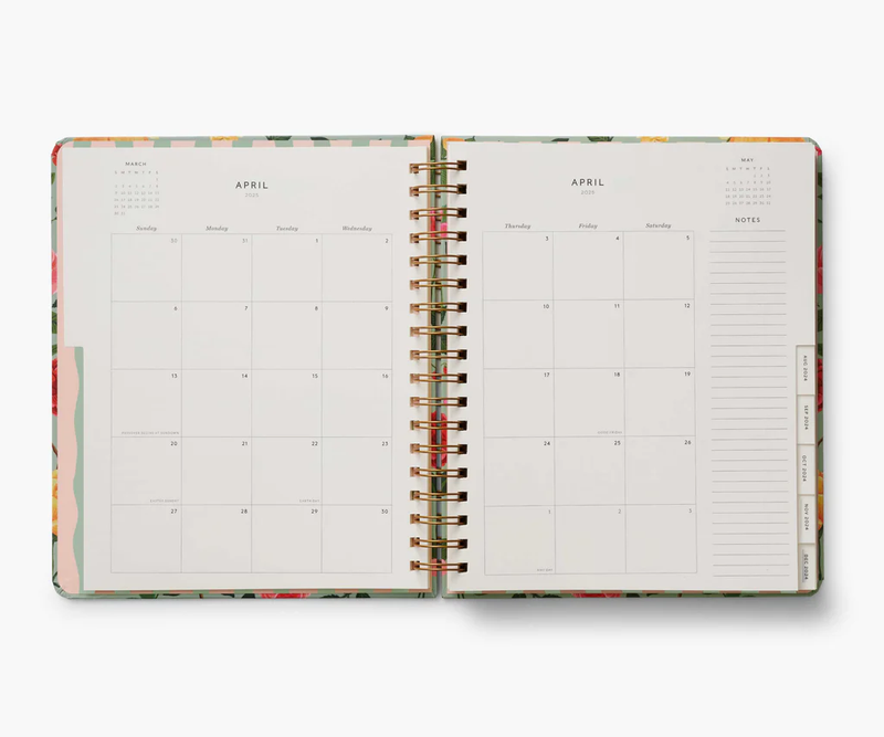 Rifle Paper Co. 2025 Roses 17-Month Academic Hardcover Spiral Planner