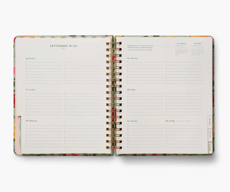 Rifle Paper Co. 2025 Roses 17-Month Academic Hardcover Spiral Planner