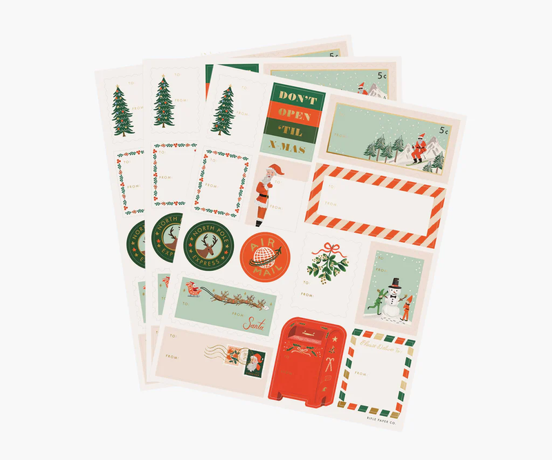 Rifle Paper Co. Pack of 3 Santa Workshop Stickers Labels