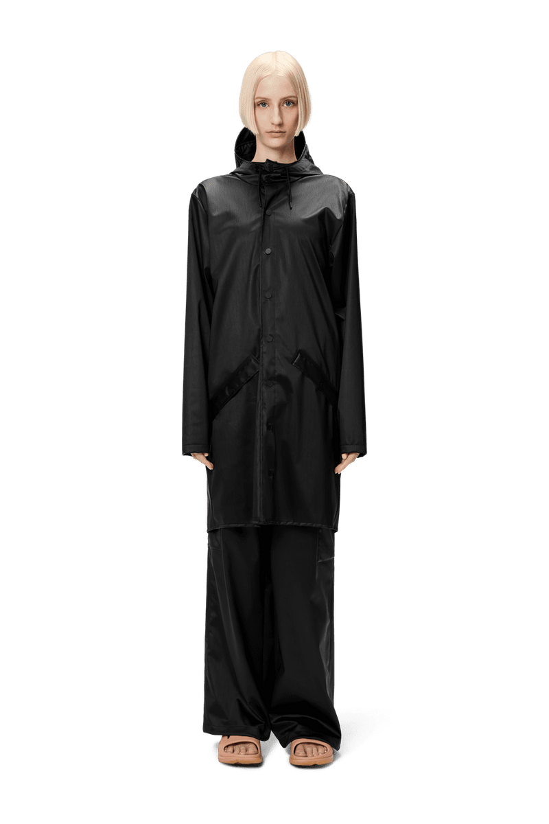 Rains Long Jacket W3 Black Grain