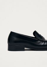Rivet Black Leather Loafers 