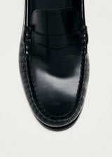 Rivet Black Leather Loafers 