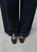 Rivet Vintage Effect Coffee Brown Leather Loafers 