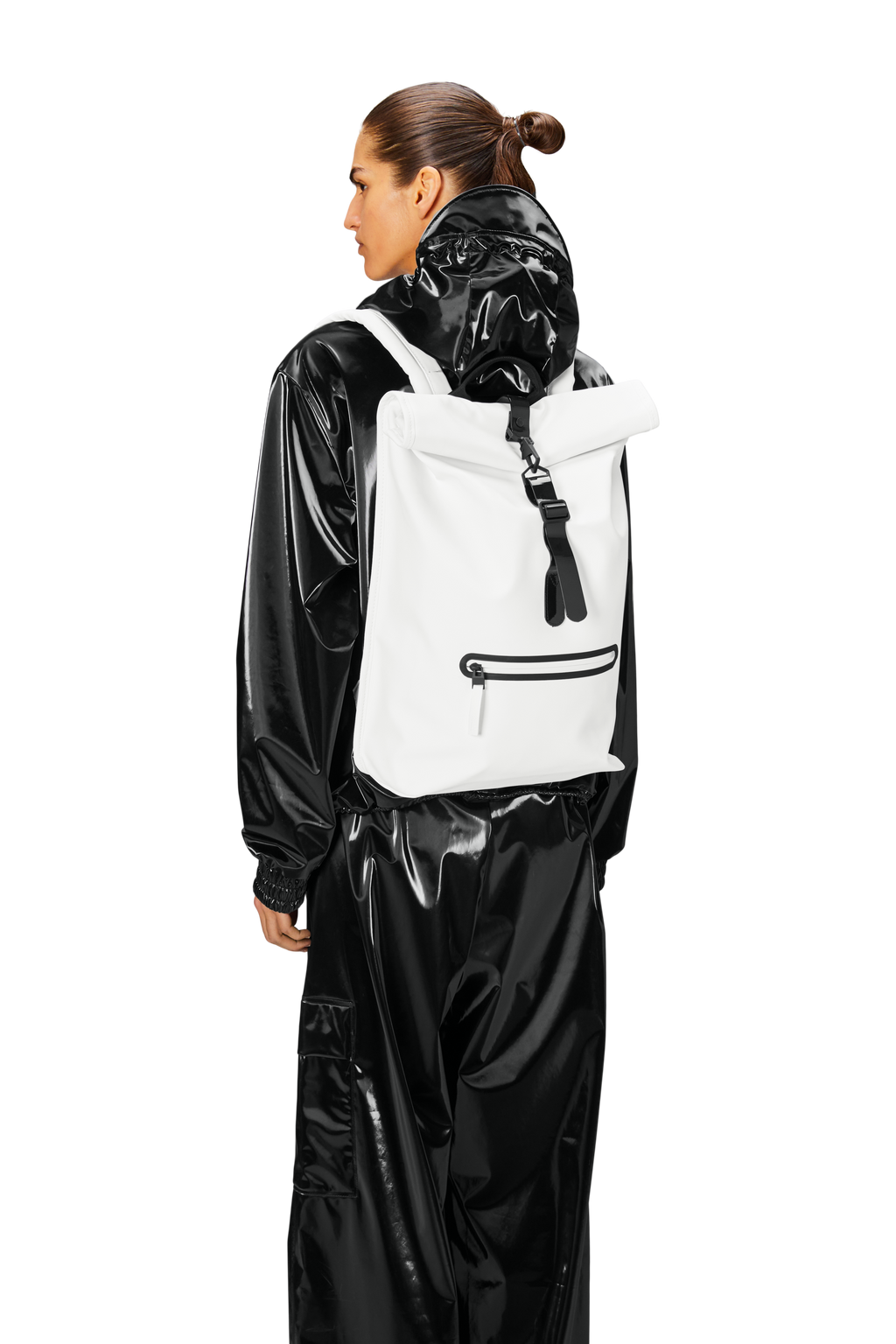 rains rolltop rucksack reflective backpack Rolltop Rucksack Contrast W3-Powder – ANOTHER STORY