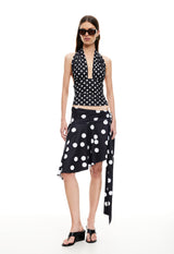 SAFARI MIDI SKIRT - NOIR POLKA