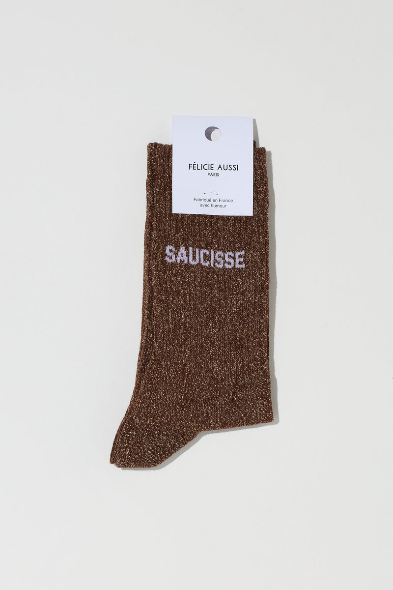 SAUCISSE SOCKS - CACAO GLITTER