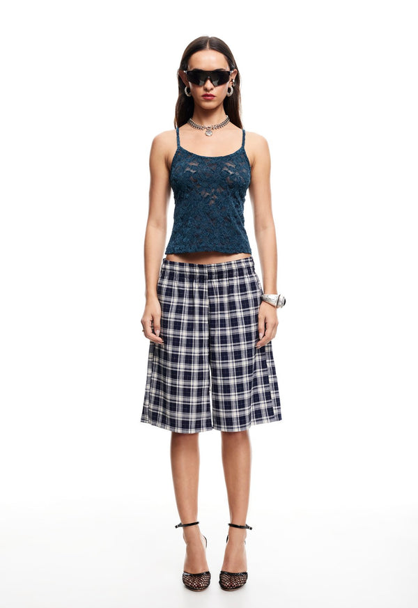 SEVIGNEY LONG SHORT - NAVY CHECK