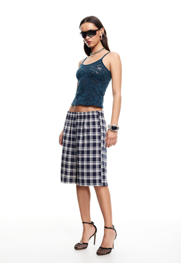 SEVIGNEY LONG SHORT - NAVY CHECK