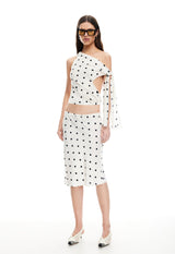 SHORELINE MIDI SKIRT - CREAM POLKA