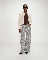 High-waist loose printed jeans zebre Socca