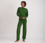 SOFT KNIT STRAIGHT LEG PANTS  - EVERGREEN