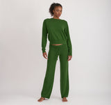 SOFT KNIT STRAIGHT LEG PANTS  - EVERGREEN