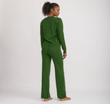 SOFT KNIT STRAIGHT LEG PANTS  - EVERGREEN