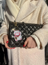 SOLAR ECLIPSE HAND PAINTED LUCKY CAT BAG CHARM KEYCHAIN