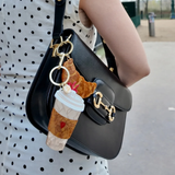 SOLAR ECLIPSE HAND PAINTED COFFEE CUP BAG CHARM KEYCHAIN