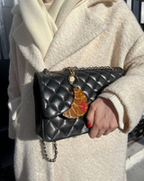 SOLAR ECLIPSE HAND PAINTED BOW CROISSANT BAG CHARM KEYCHAIN