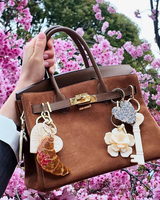 SOLAR ECLIPSE HAND PAINTED BOW CROISSANT BAG CHARM KEYCHAIN