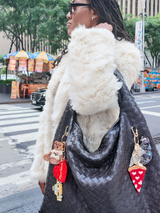 SOLAR ECLIPSE HAND PAINTED PIZZA SLICE BAG CHARM KEYCHAIN