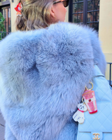 SOLAR ECLIPSE HAND PAINTED WHITE DOODLE PUPPY BAG CHARM KEYCHAIN