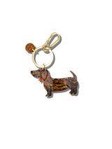 SOLAR ECLIPSE HAND PAINTED DACHSHUND DOG BAG CHARM KEYCHAIN